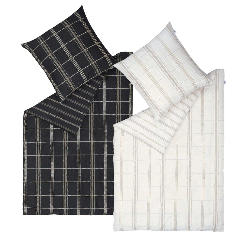 wohndirekt Satin Bettwäsche Square mit Karomuster und Querstreifen