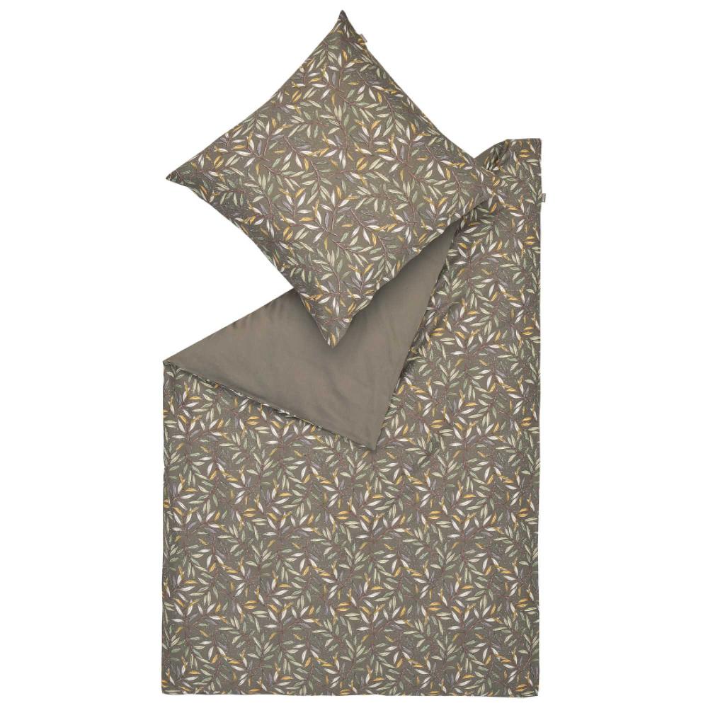 wohndirekt Satin Bettwäsche Leaves mit Blättermotiv und Püncktchen Rabatte dieses Monats