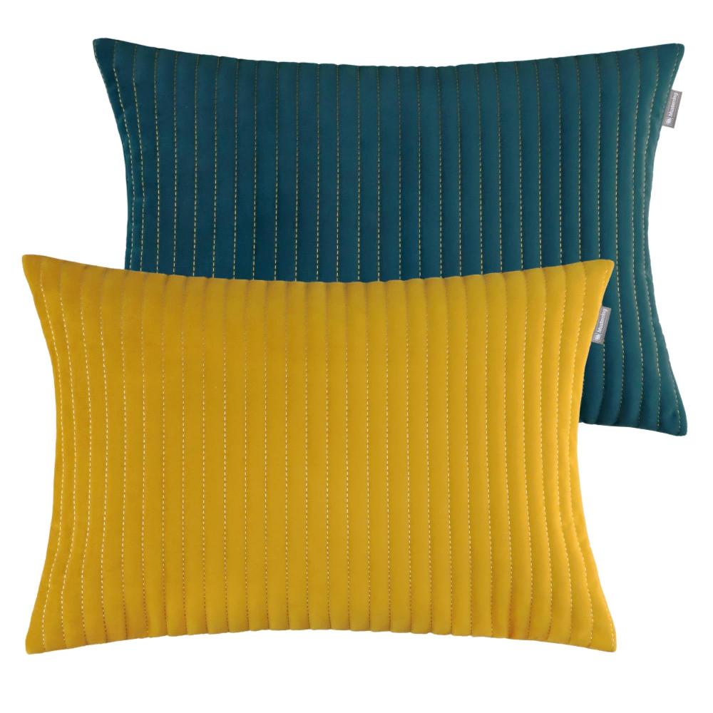 wohndirekt Kissenhülle Duo aus Samt und wattiert 38x58 cm