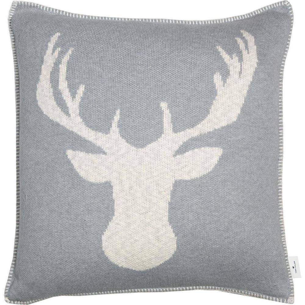 wohndirekt Kissenhülle Knitted Reindeer Head • weihnachtlicher Rentierkopf • 100% Baumwolle • 45 x 45 cm