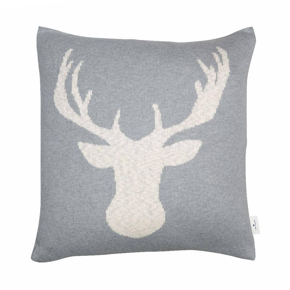 wohndirekt Kissenhülle Knitted Reindeer Head • weihnachtlicher Rentierkopf • 100% Baumwolle • 45 x 45 cm Saisonschlussverkauf