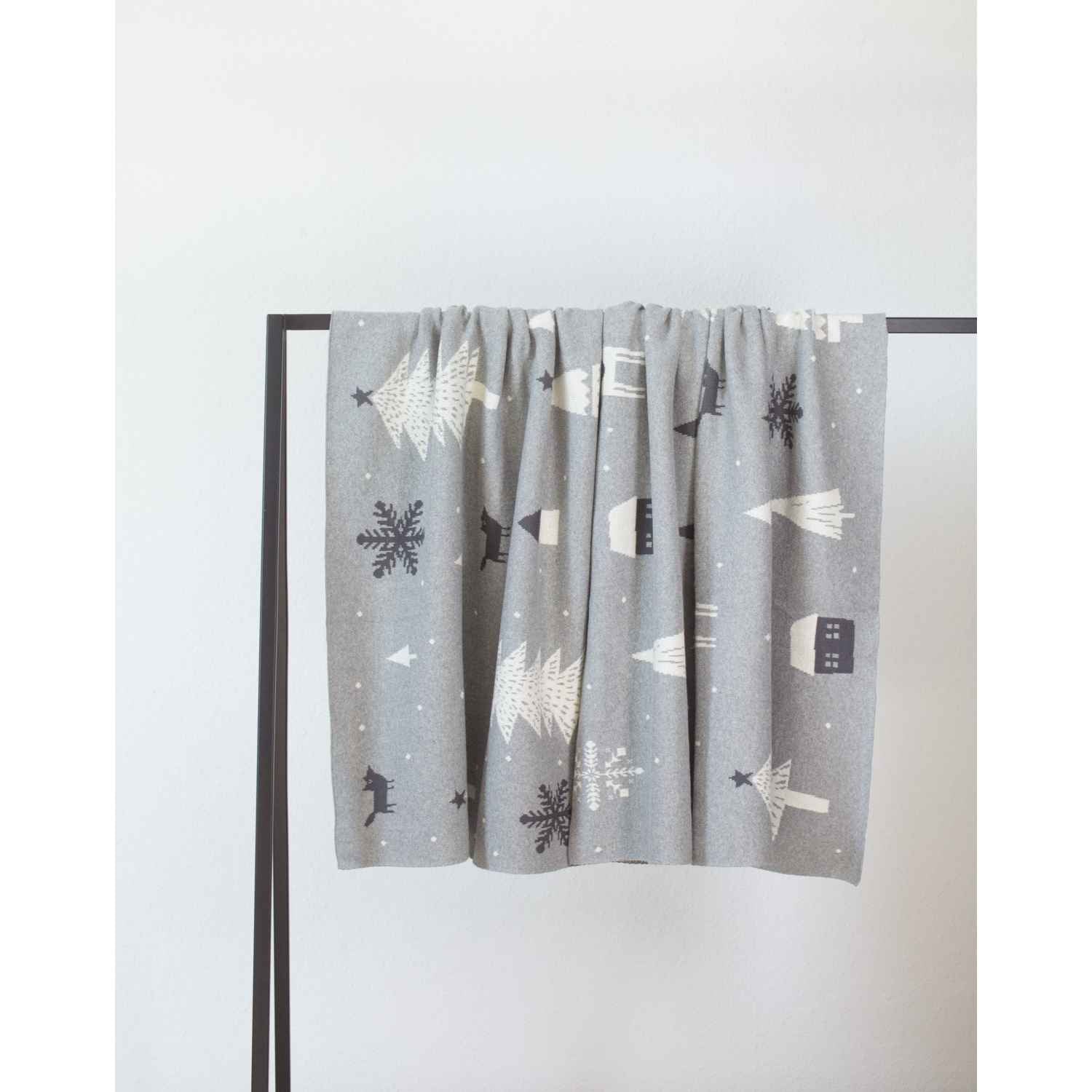 wohndirekt Decke Scandinavian • 100% Baumwolle • gestrickt • Wintermotive • 130x170 cm Heißer Verkauf