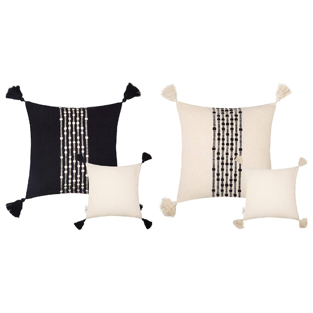 wohndirekt Kissenhülle Knot Lines • mit Quasten • 100% Baumwolle • 40x40cm Top Angebot