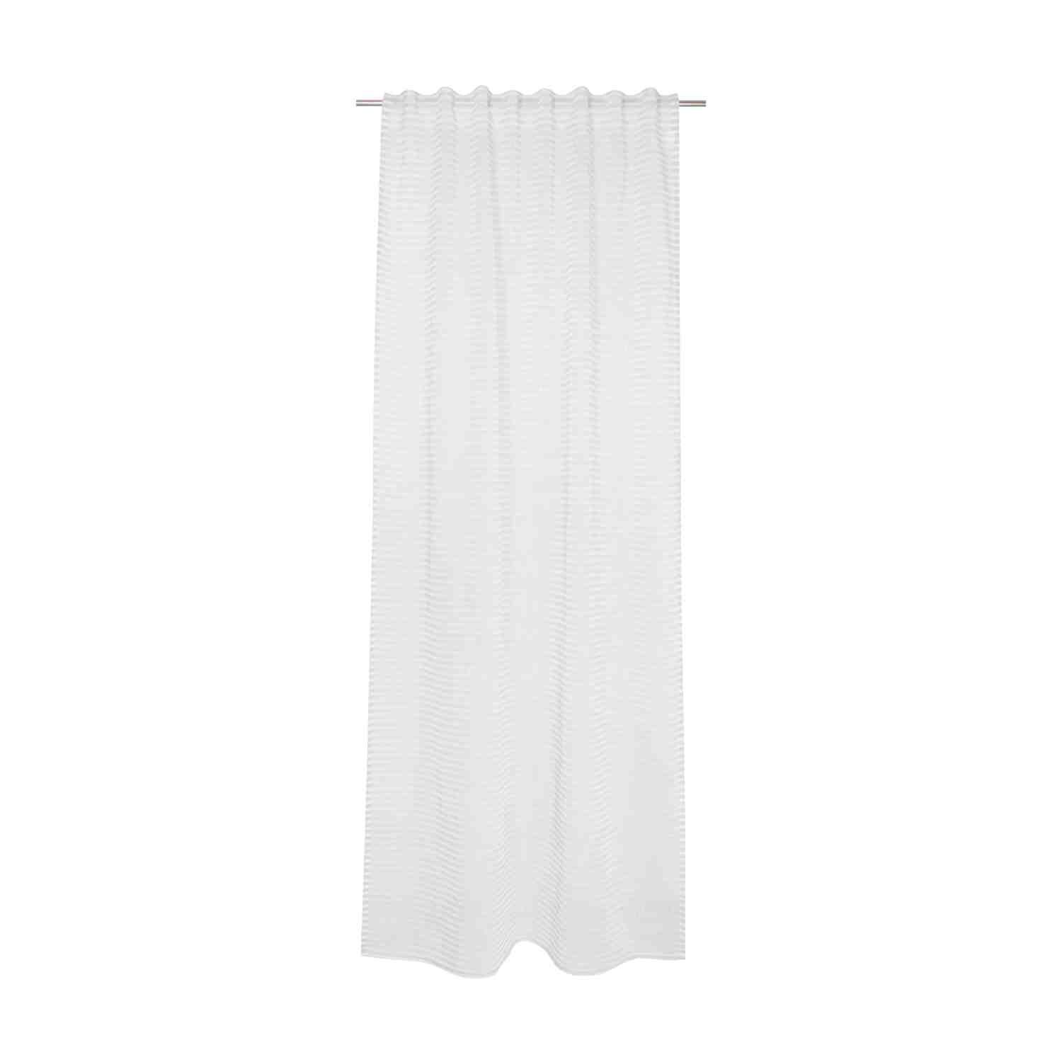 wohndirekt Schlaufenschal Natural Stripe • Queerstreifen • verdeckte Schlaufen • Transparent • 130 x 250 cm