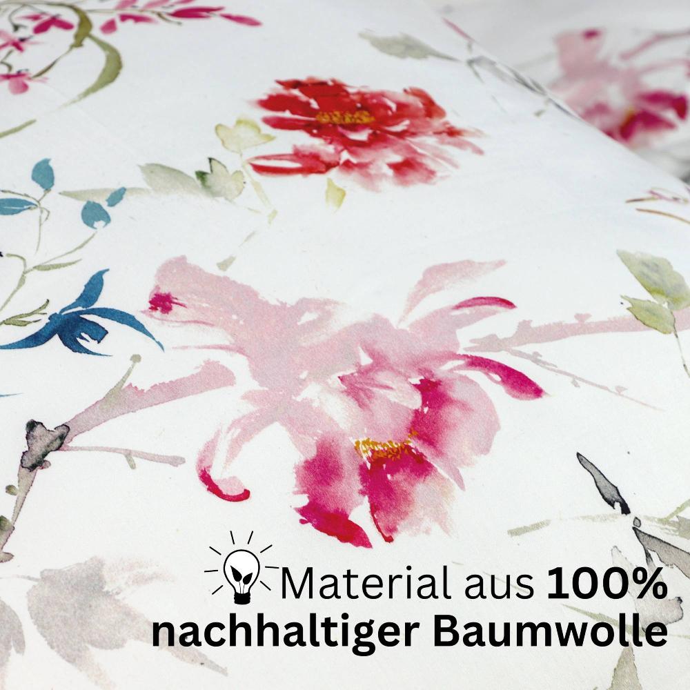 wohndirekt Luxuriöse Satin Bettwäsche mit Blumen Clearance-Verkauf