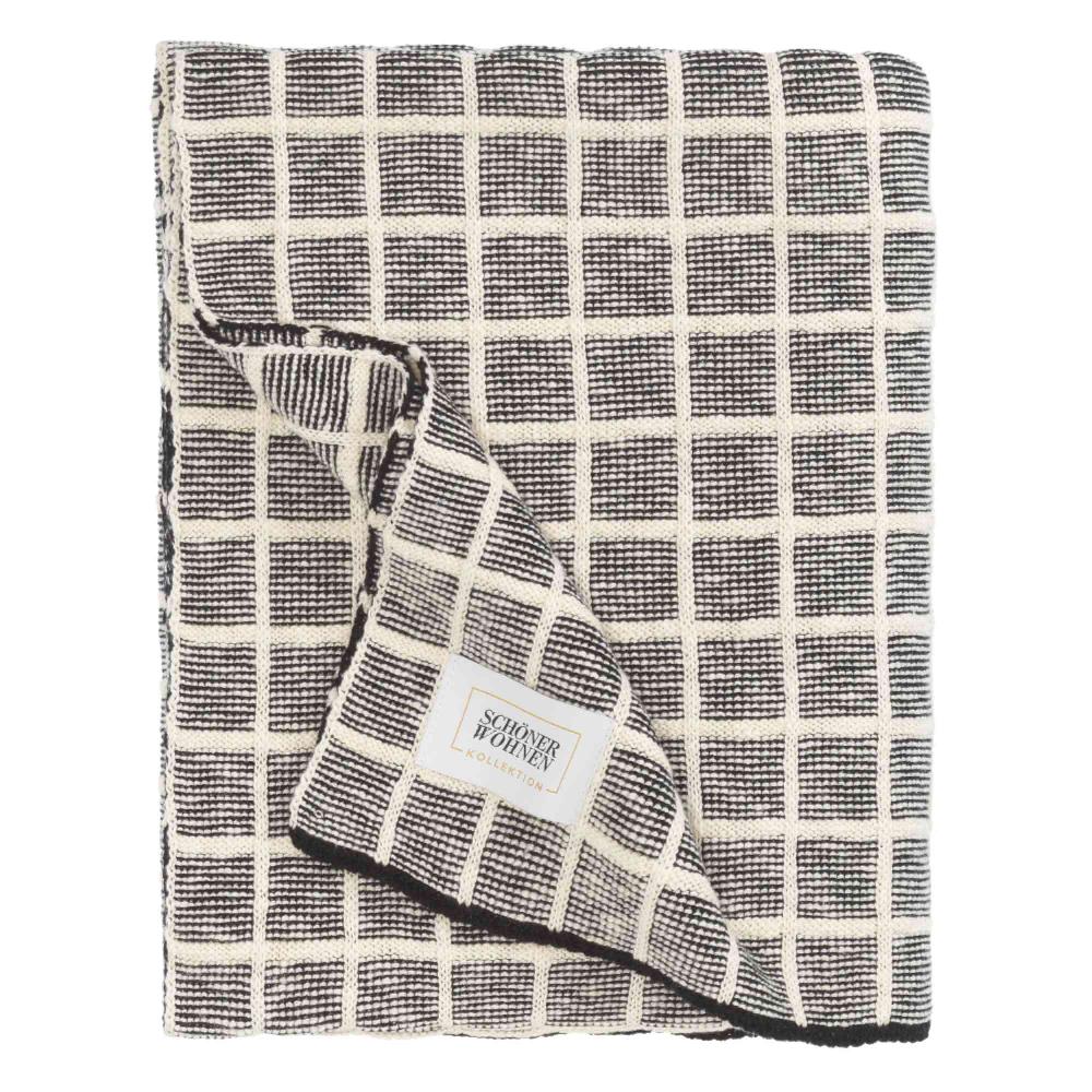 wohndirekt Gestrickte Wohndecke Diary mit Karomuster 130x170 cm Limitierter Zeitrabatt