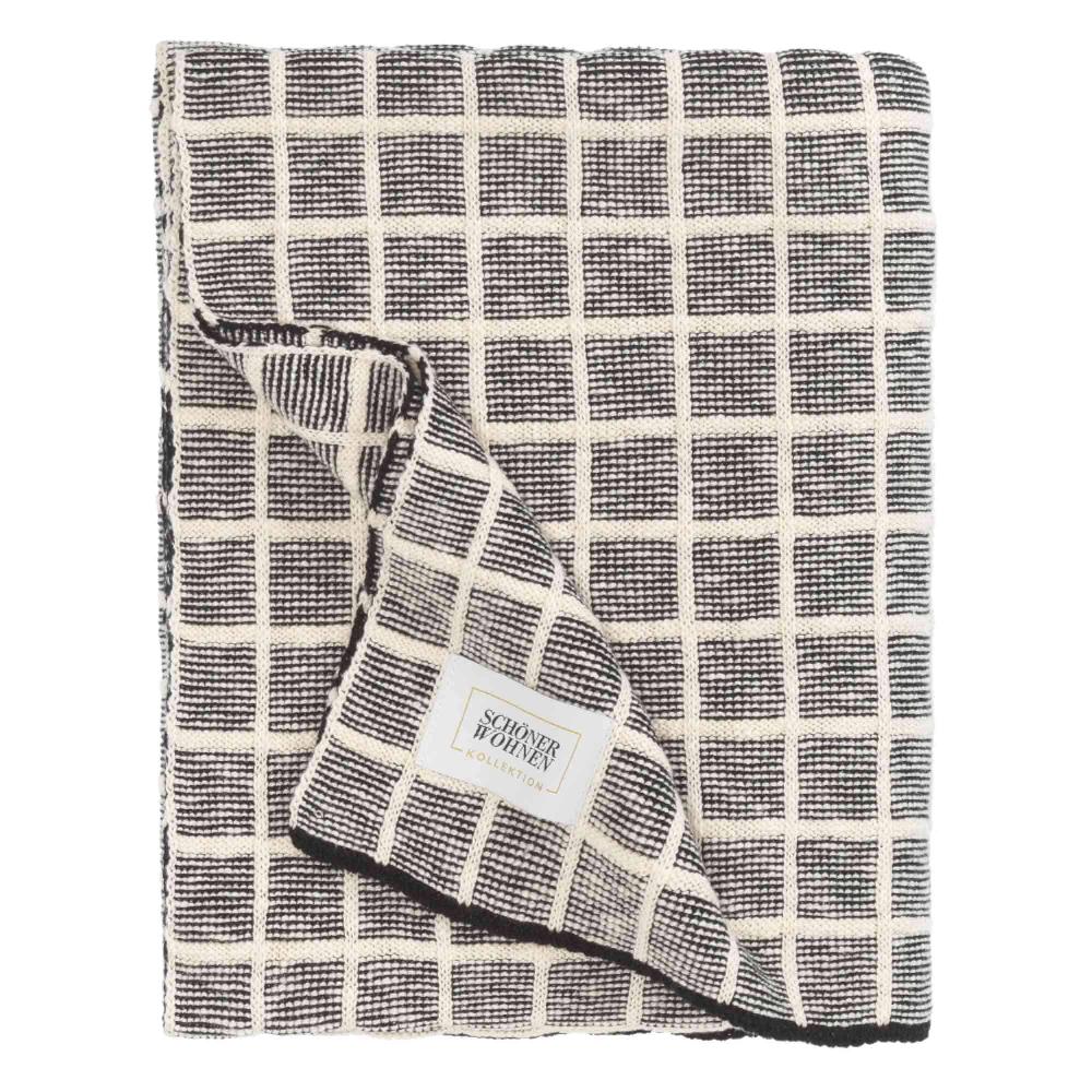 wohndirekt Gestrickte Wohndecke Diary mit Karomuster 130x170 cm Limitierter Zeitrabatt