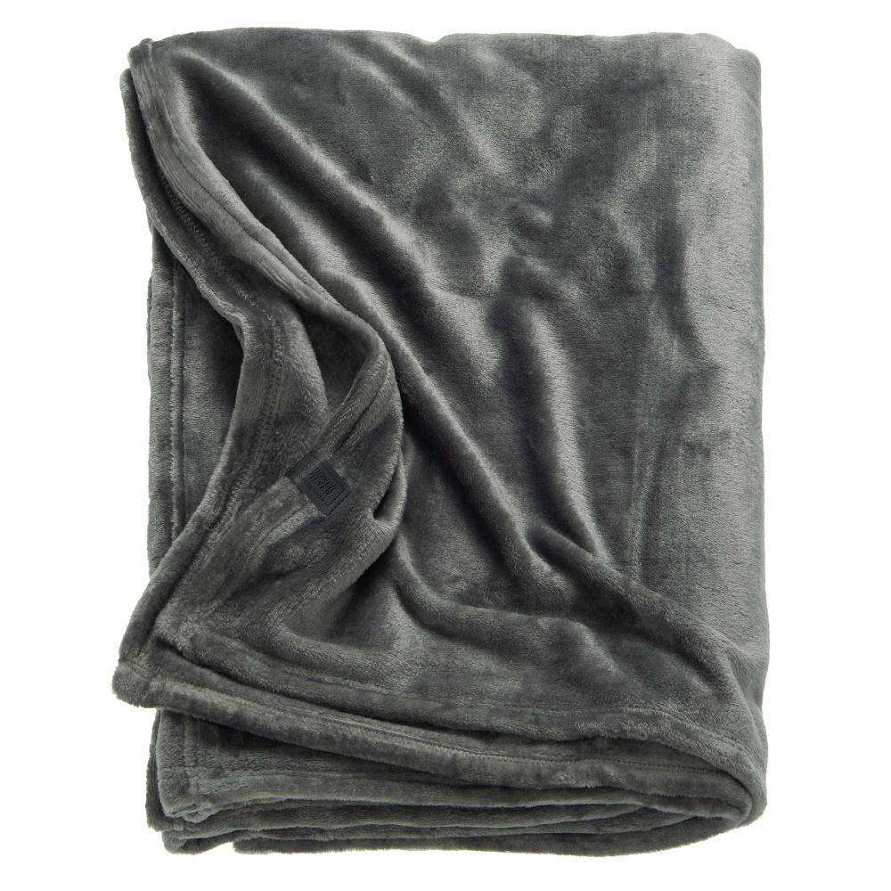 wohndirekt Plaid SMOOTH 140x200 cm - Weiche Decke aus Polyesterfleece - Stilvolles Design mit Kunstlederlabel Exklusive Angebote